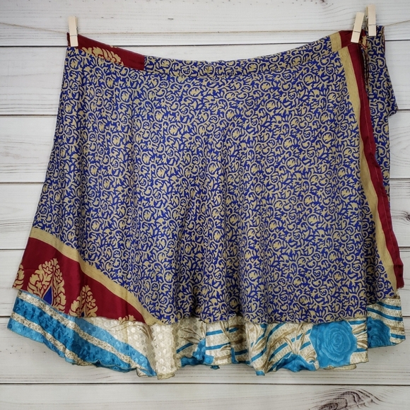 Darn Good Yarn Sari Silk Wrap Skirt Tea XL/Plus - Picture 3 of 16